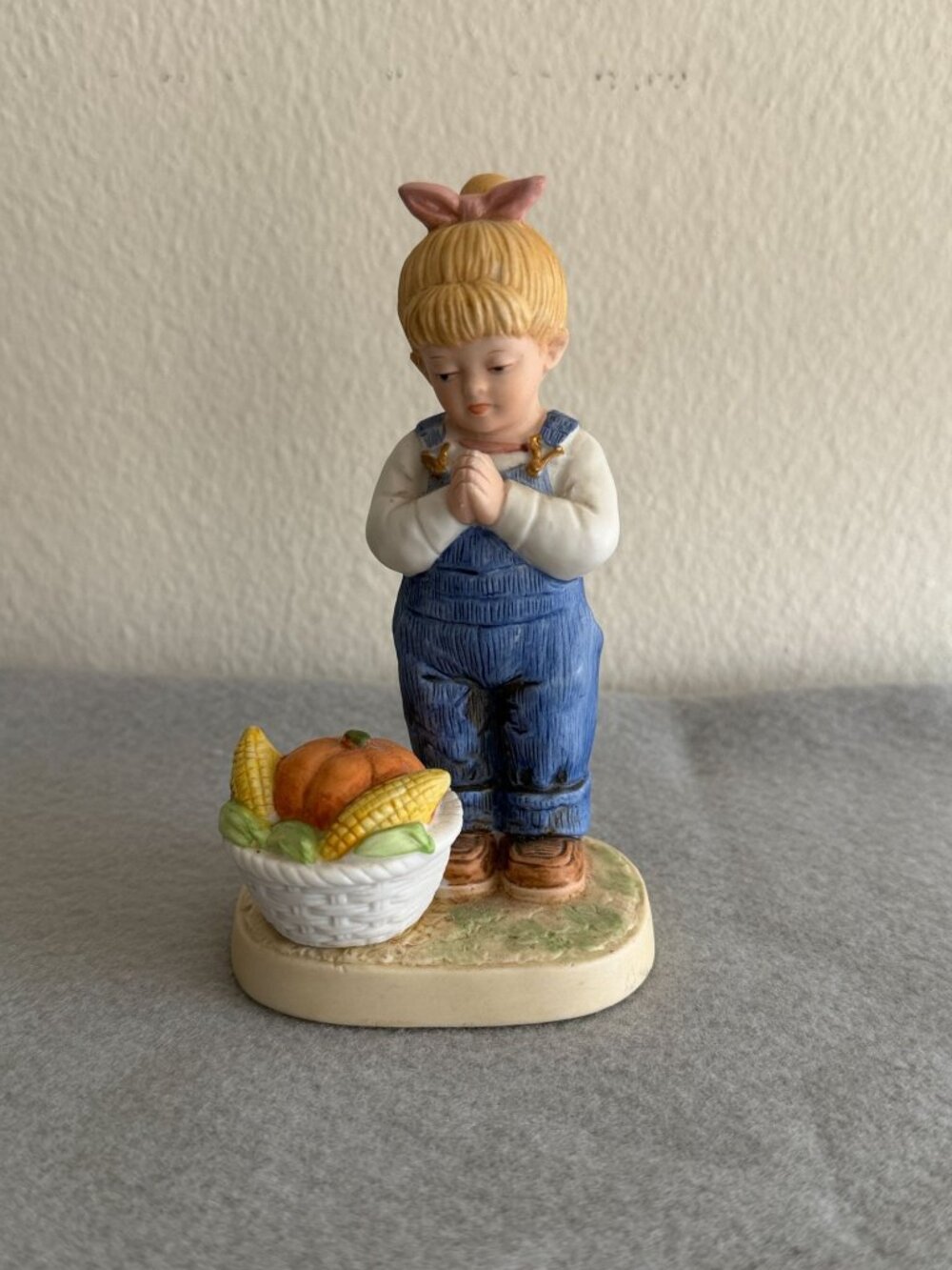 1985 Vintage Denim Days 1506 Debbie Time for Thanks Figurine By Homco